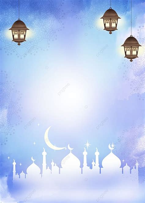 Light Blue Night Sky Eid Mubarak Ramadan Background Wallpaper Image For ...