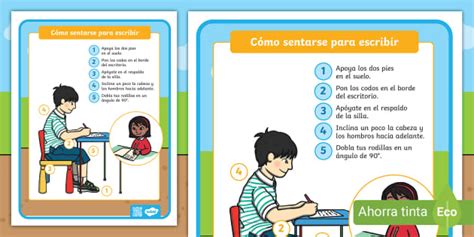 Póster Cómo sentarse para escribir Hecho por educadores