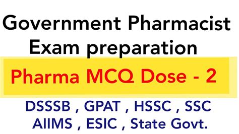 Pharma Mcq Dose Pharmacist Exam Preparation Gpat Dsssb Esic