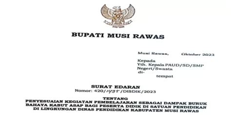 Darurat Asap Bupati Musi Rawas Sumatera Selatan Keluarkan Surat Edaran