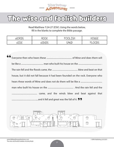 Bible Parable The Wise And Foolish Builders Teaching Resources