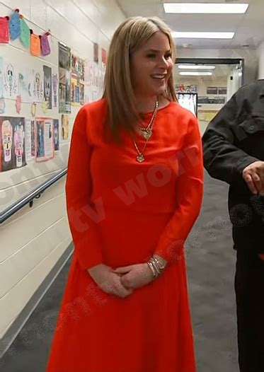 Wornontv Jennas Red Long Sleeve Midi Dress On Today Jenna Bush