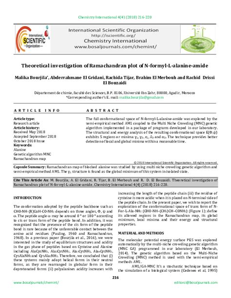 (PDF) Theoretical investigation of Ramachandran plot of N-formyl-L ...