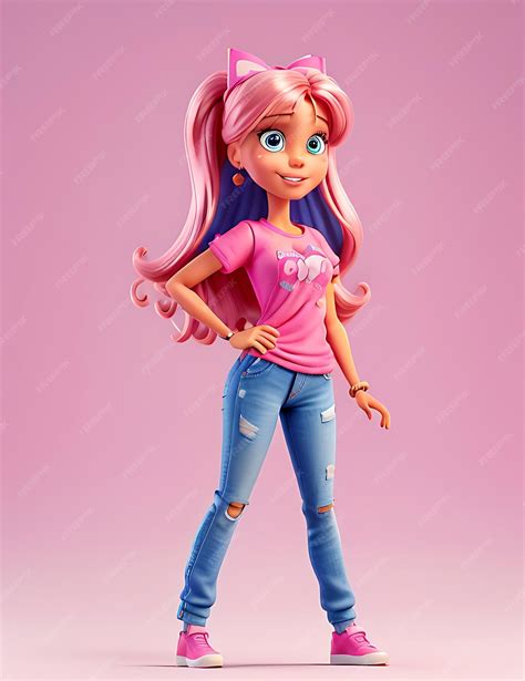 Premium Ai Image Barbie Dressed In Hip Hop Style With Pink Tshirt