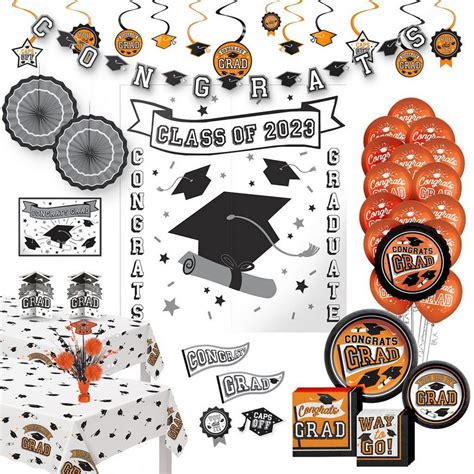 Orange Congrats Graduation Party Kit For 80 Guests Party City