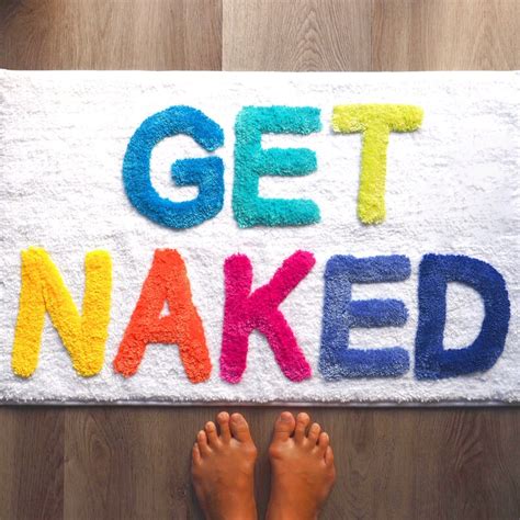 Get Naked Bath Mat Funny Cute Bathroom Rugs Rainbow White Etsy
