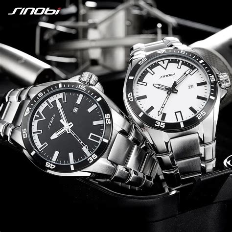 Sinobi Mens Stainless Steel Luxury Watch High End Waterproof