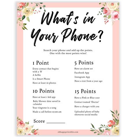 Whats In Your Phone Game WHAT'S ON YOUR PHONE? | Game Printable | 2
