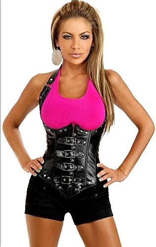 Buy ZZEBRA Black PV Leather Corset Bustier Gothic Belt Sexy Red