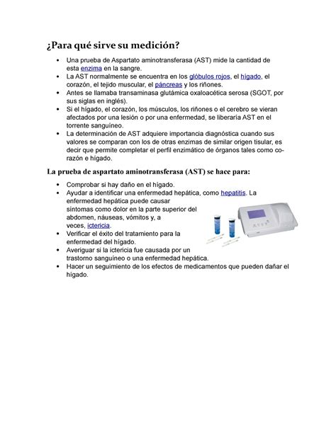 AST Para qué sirve su medición Una prueba de Aspartato