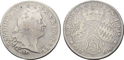 Pfalz Kurlinie 1 2 Taler 1765 AS Mannheim Karl Theodor 1743 1799