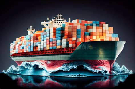 Close Up Of A Container Ship At Sea Generative Ai Generative Ai