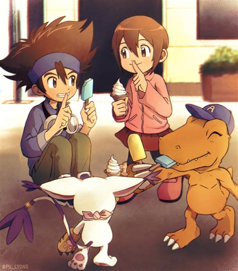 Yagami Hikari Yagami Taichi Tailmon And Agumon Digimon And 1 More