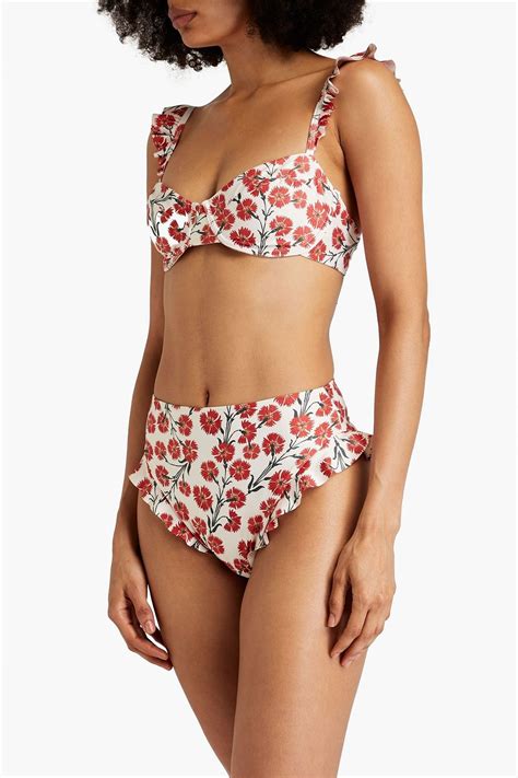 Agua By Agua Bendita Jengibre Ruffled Floral Print High Rise Bikini