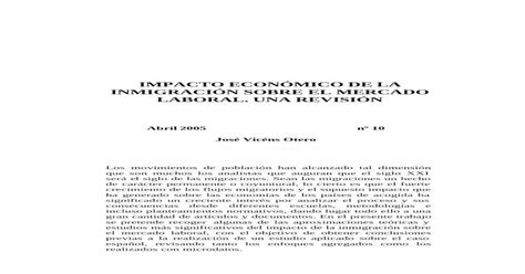 Impacto EconÓmico De La InmigraciÓn Sobre El Mercado Laboral