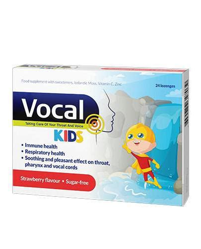 Vocal Kids Pastylki do ssania miękkie o smaku truskawkowym 24 past