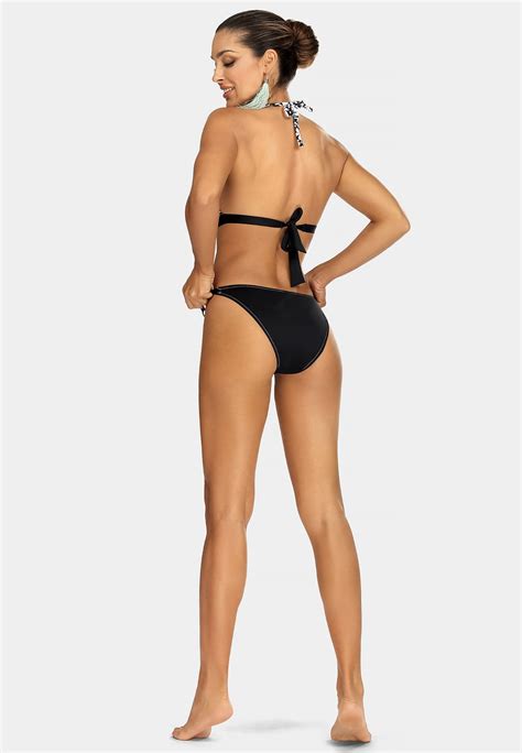 Dół do bikini wiązany z boku w kwiatowy aztecki wzór FD17 822 Figi i majtki kąpielowe Feba