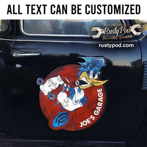 Personalized Hot Rod Bird Lettering Vinyl Sticker Rustypod Store