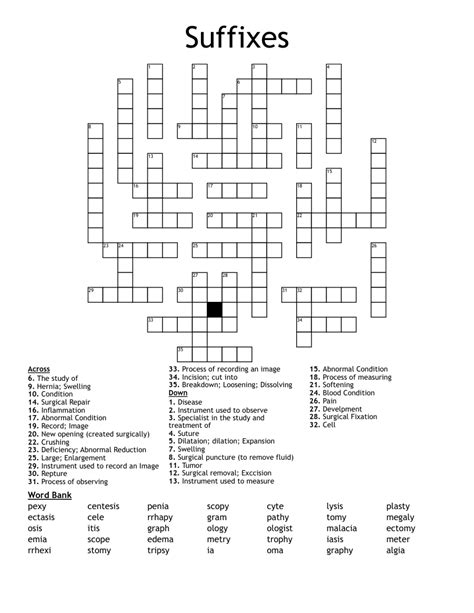 Prefix And Suffix Crossword Puzzle Wordmint