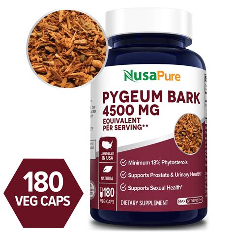 Pygeum Bark Extract 4500mg 180 Veg Caps 100 Vegetarian Non GMO