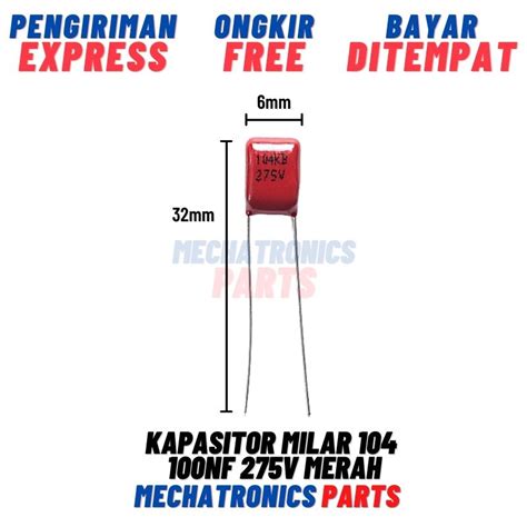 Jual Buah Kapasitor Milar Nf V Merah Capacitor Mylar