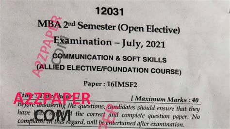 Mdu Mba 2nd Sem Communication And Soft Skill Question Paper 2021 Youtube