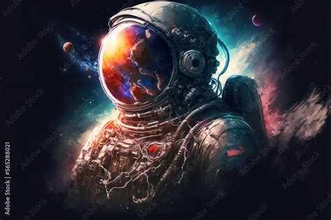 Wallpaper of astronaut in space fantasy universe. Generative AI. Stock ...