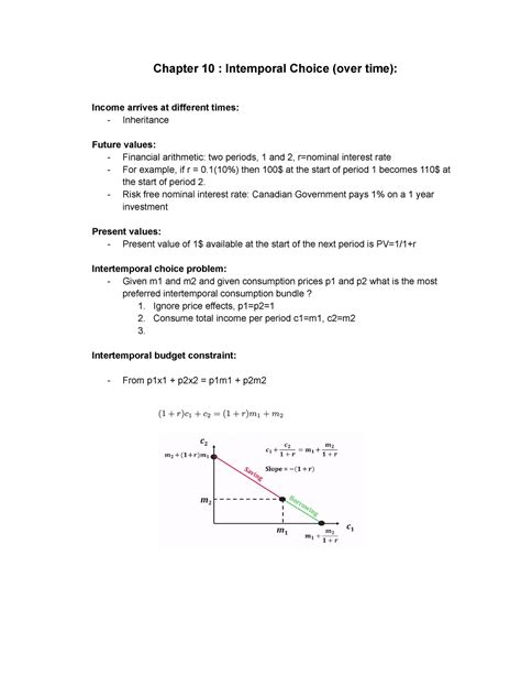 Econ 230d2 Notes For The 1st Midterm Chapter 10 Intemporal Choice