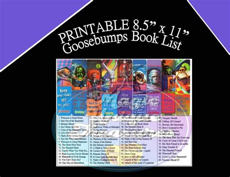 Goosebumps Book List Printable Sheet Instant Download Etsy