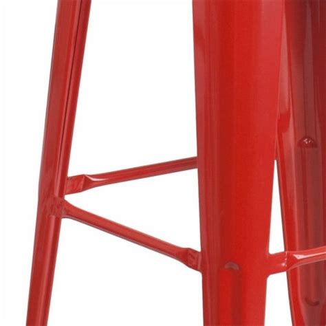 Bowery Hill 30 Contemporary Metal Backless Bar Height Stool In Red 1