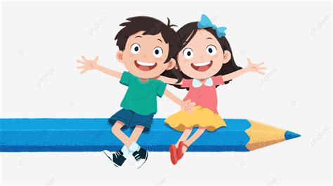 Menino E Menina Desenho Png - Desenho Animado Menino E Menina Voando Em Um Lápis PNG , Azul, Ensinar ...