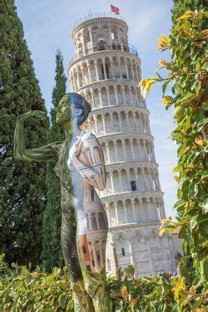 Nude Bodypainting At The Leaning Tower Of Pisa Trina Merry