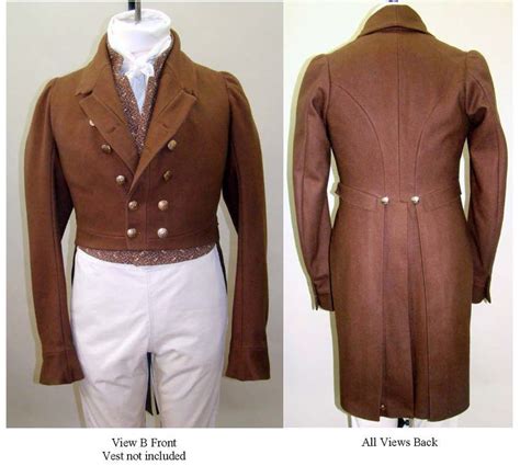 Mens Regency Tailcoat Pattern Circa 1810 1830 Tailcoat Coat Dress Coat