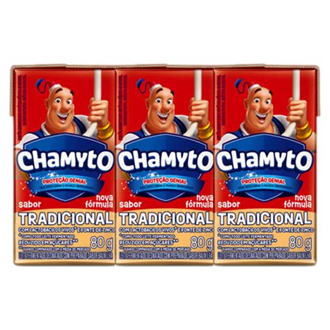 Pack Leite Fermentado Desnatado Tradicional Chamyto Caixa 6 Unidades