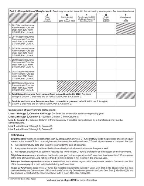 Form Ct Sirf Download Printable Pdf Or Fill Online Second Insurance Reinvestment Fund Tax Credit