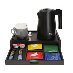 jvd room amenities tray kettles enhance guest comfort
