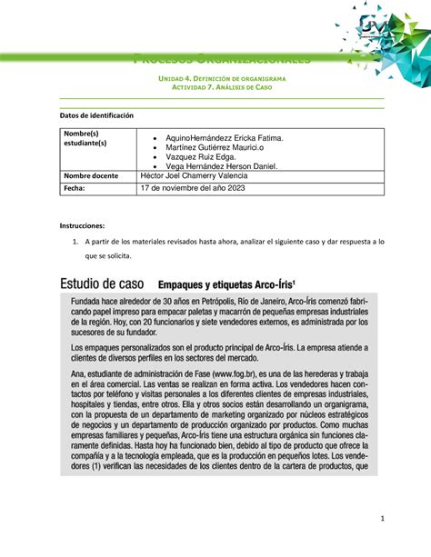 Actividad An Lisis De Caso Procesos Organizacionales Procesos