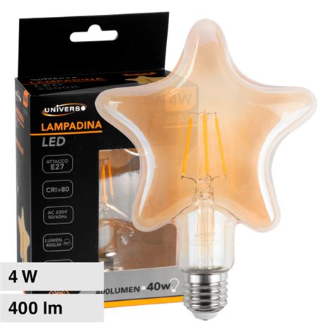 Lampadina LED E27 4W Stella Filament Ambrata Universo