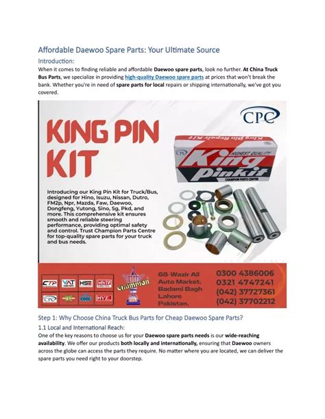 PPT - Daewoo Bus Truck Spare Parts PowerPoint Presentation, free ...
