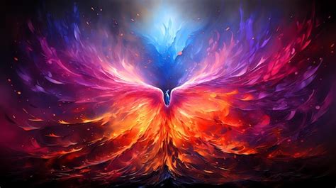 Premium Photo | Background of a phoenix emerging from colorful flames