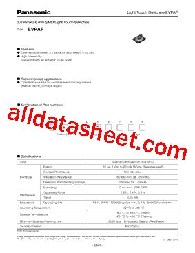 Evpaf Datasheet Pdf Panasonic Semiconductor