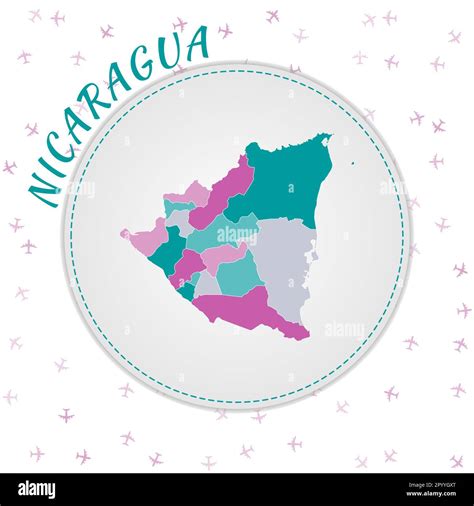 Diseño De Mapas De Nicaragua Mapa Del País Con Regiones En Paleta De