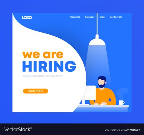 We Are Hiring Banner Landing Page Design Vector Image