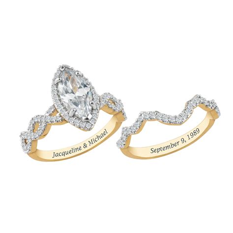 Personalized Marquise Bridal Set