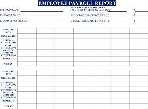 Payroll Summary Report Templates - Free Report Templates