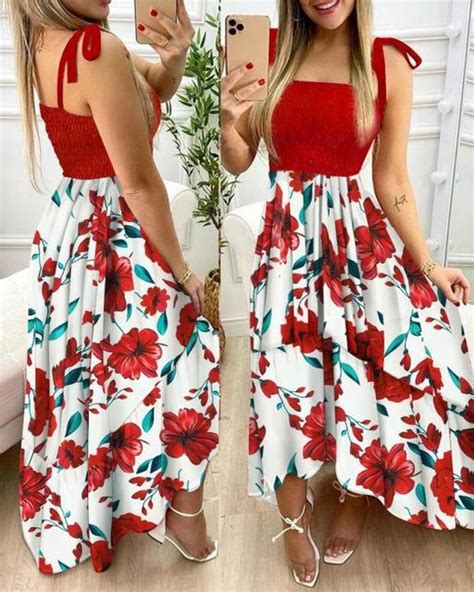 Vestido Largo Con Estampado Floral Para Mujer Traje Sexy Con Tirantes