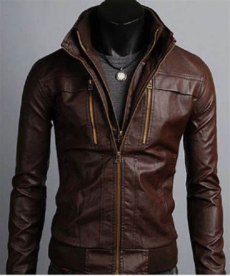 Men S Leather Jackets Korean Style Casual Slim Fit Biker Leather Jacket