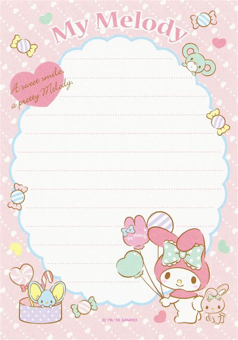 Sanrio My Melody 144 Sheet Memo 2016 Memo Paper Printable Scrapbook Paper Writing Paper