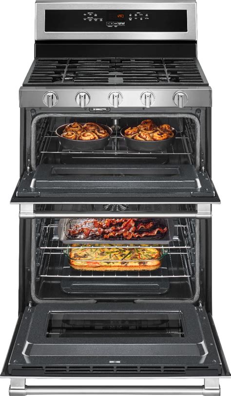 Best Buy Maytag 60 Cu Ft Self Cleaning Freestanding Fingerprint Resistant Double Oven Gas