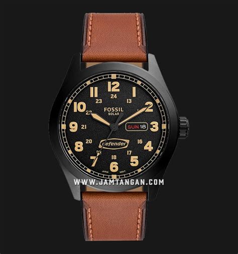 Fossil Defender Fs Men Black Dial Brown Leather Strap Jamtangan